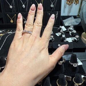 Elegant Silver Cubic Zirconia Band Ring - Women's Silver Ring